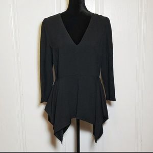 Patrizia Pepe Black Deep Double V Kerchief Blouse